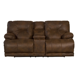 catnapper voyager lay flat reclining console loveseat in elk brown fabric