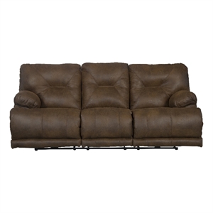catnapper voyager power lay flat reclining sofa in elk brown polyester fabric