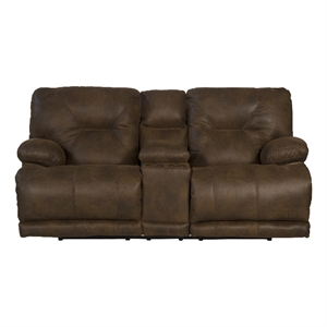 catnapper voyager power lay flat reclining console loveseat in elk brown fabric