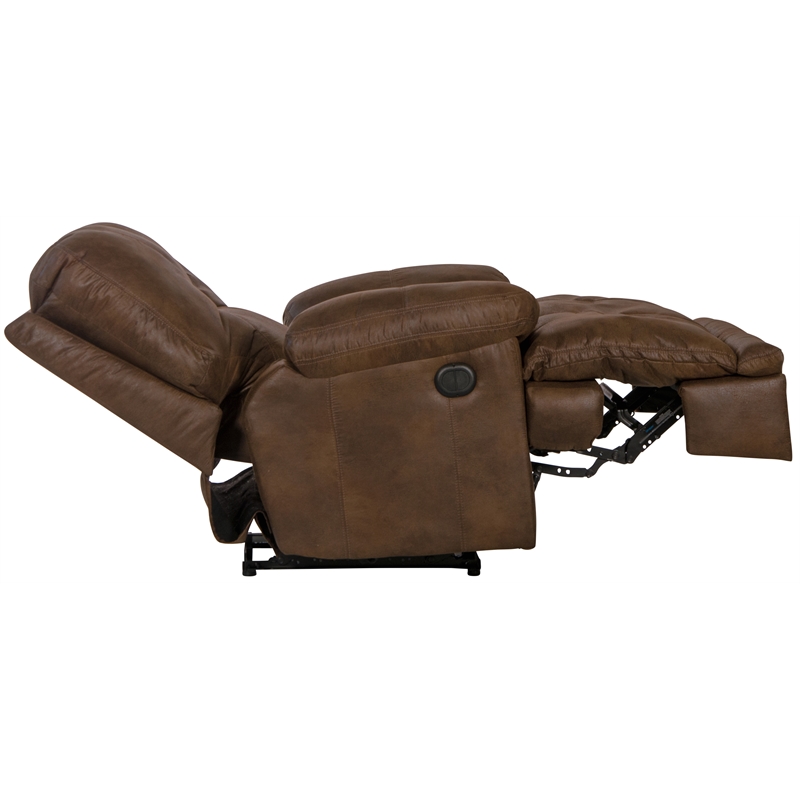 Catnapper Voyager Power Lay Flat Recliner in Elk Brown Polyester Fabric