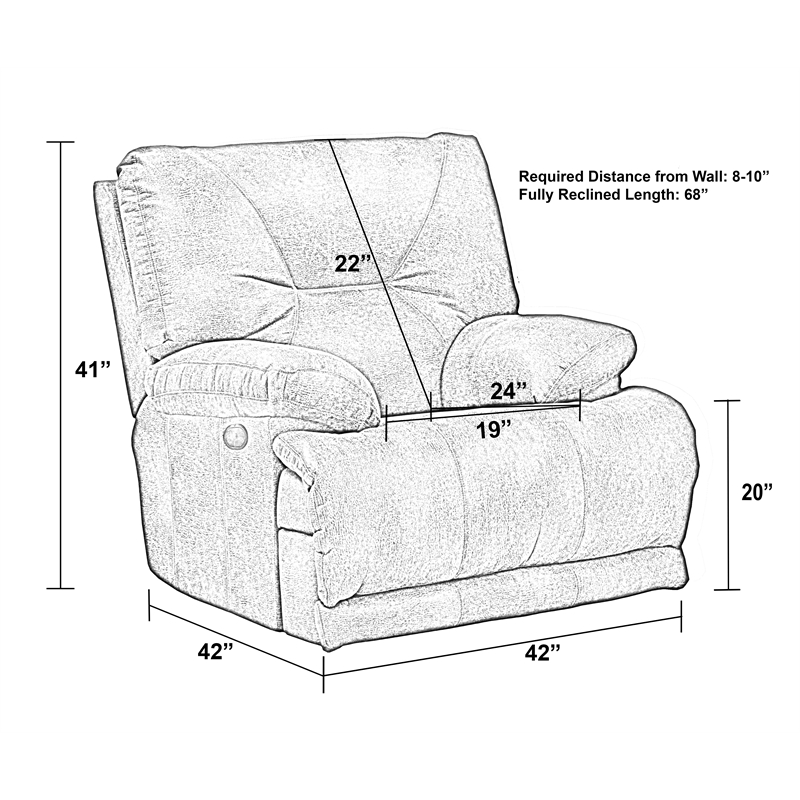 Catnapper Voyager Power Lay Flat Recliner in Elk Brown Polyester Fabric