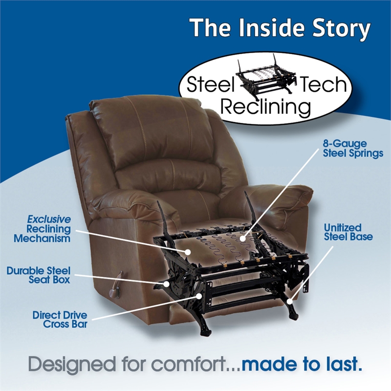 Catnapper Voyager Power Lay Flat Recliner in Elk Brown Polyester Fabric