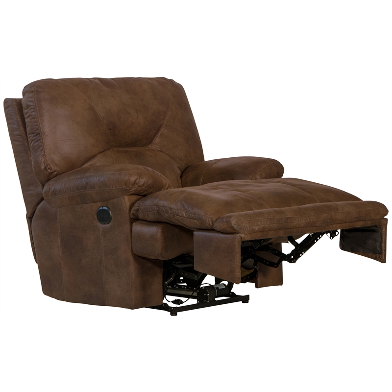 Catnapper Voyager Power Lay Flat Recliner in Elk Brown Polyester Fabric