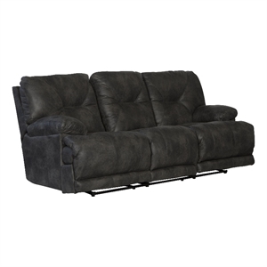 catnapper voyager lay flat reclining sofa in slate gray polyester fabric