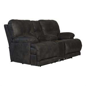 catnapper voyager lay flat reclining loveseat in slate gray polyester fabric