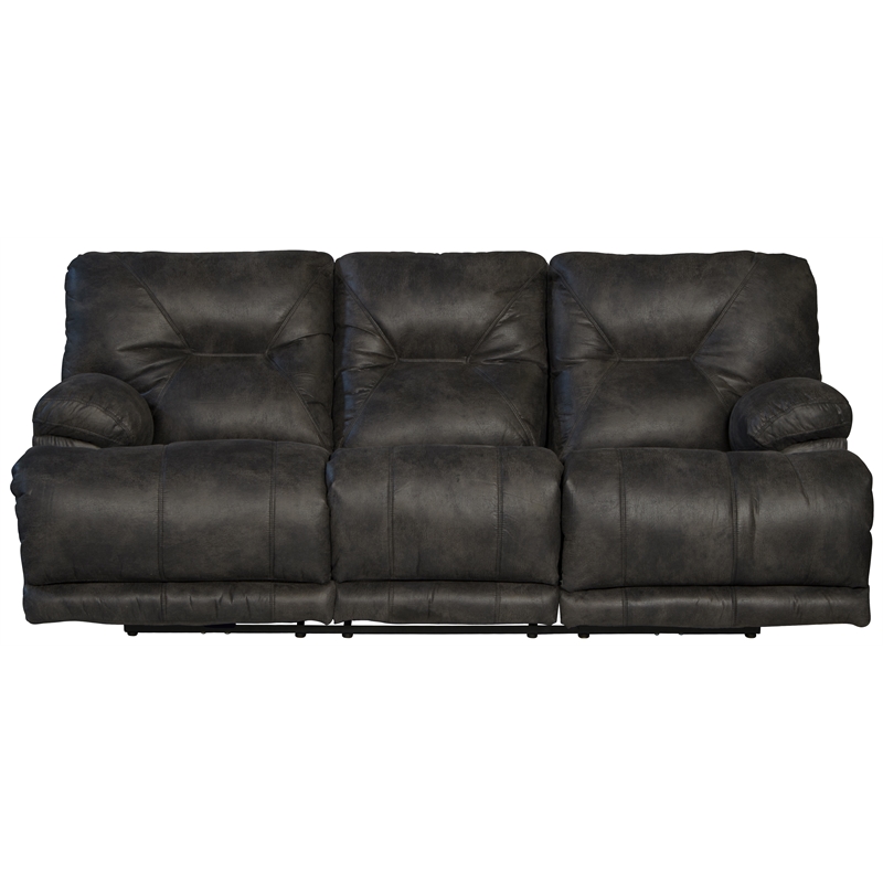 Catnapper Voyager Power Lay Flat Reclining Sofa in Slate Gray Polyester Fabric