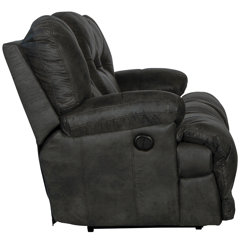 Catnapper Voyager Power Lay Flat Reclining Sofa in Slate Gray Polyester Fabric