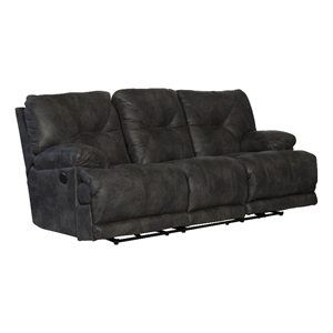 catnapper voyager power lay flat reclining sofa in slate gray polyester fabric