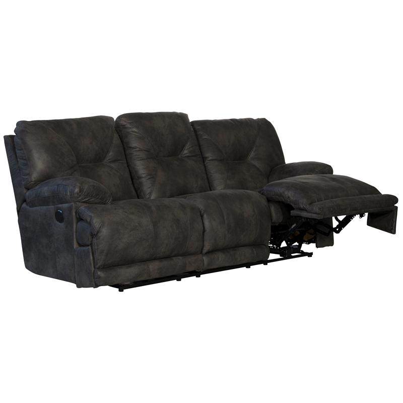 Catnapper Voyager Power Lay Flat Reclining Sofa in Slate Gray Polyester Fabric