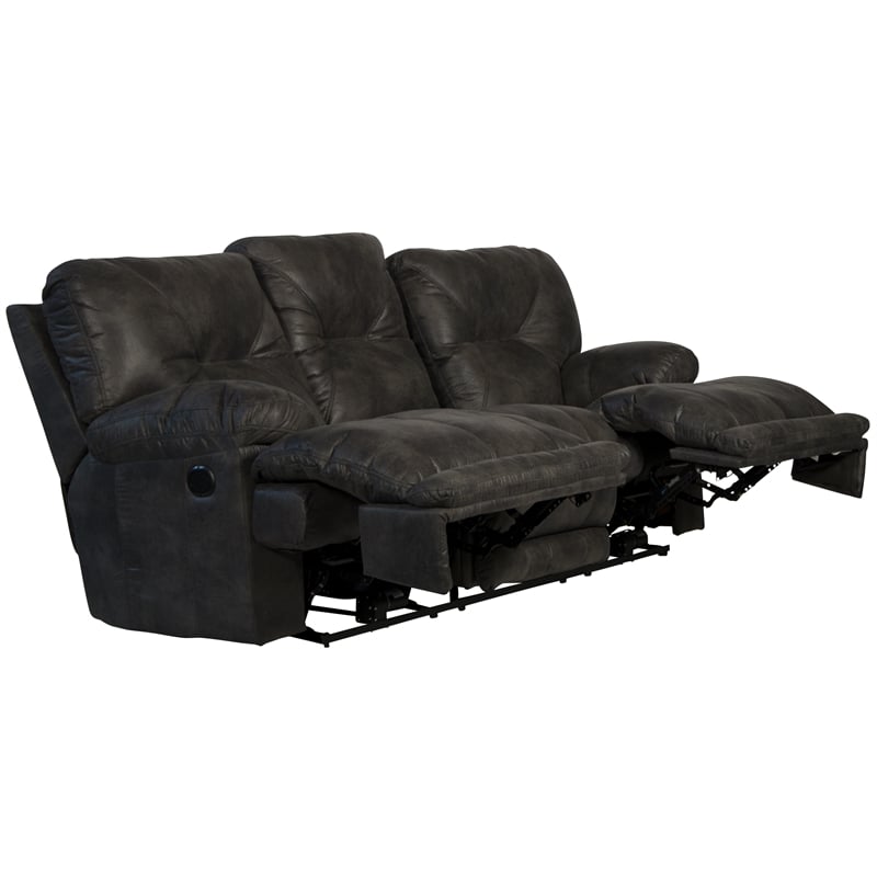 Catnapper Voyager Power Lay Flat Reclining Sofa in Slate Gray Polyester Fabric