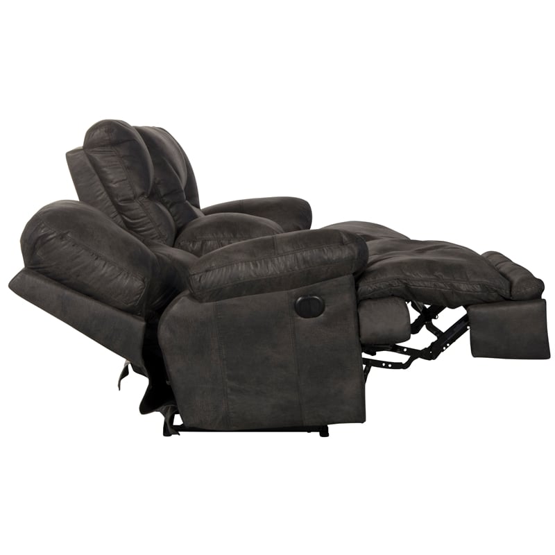 Catnapper Voyager Power Lay Flat Reclining Loveseat Slate Gray Polyester Fabric