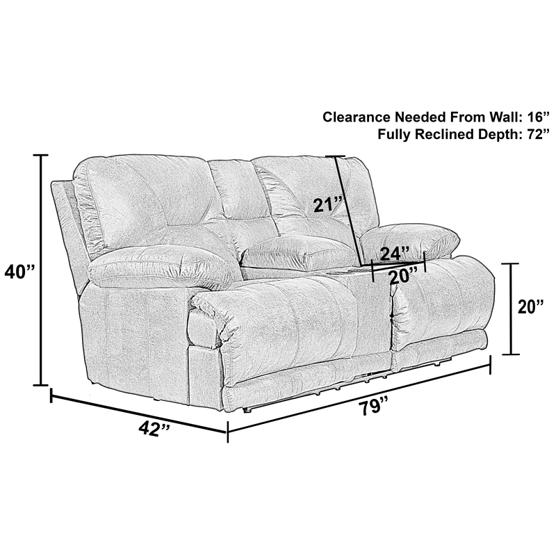 Catnapper Voyager Power Lay Flat Reclining Loveseat Slate Gray Polyester Fabric