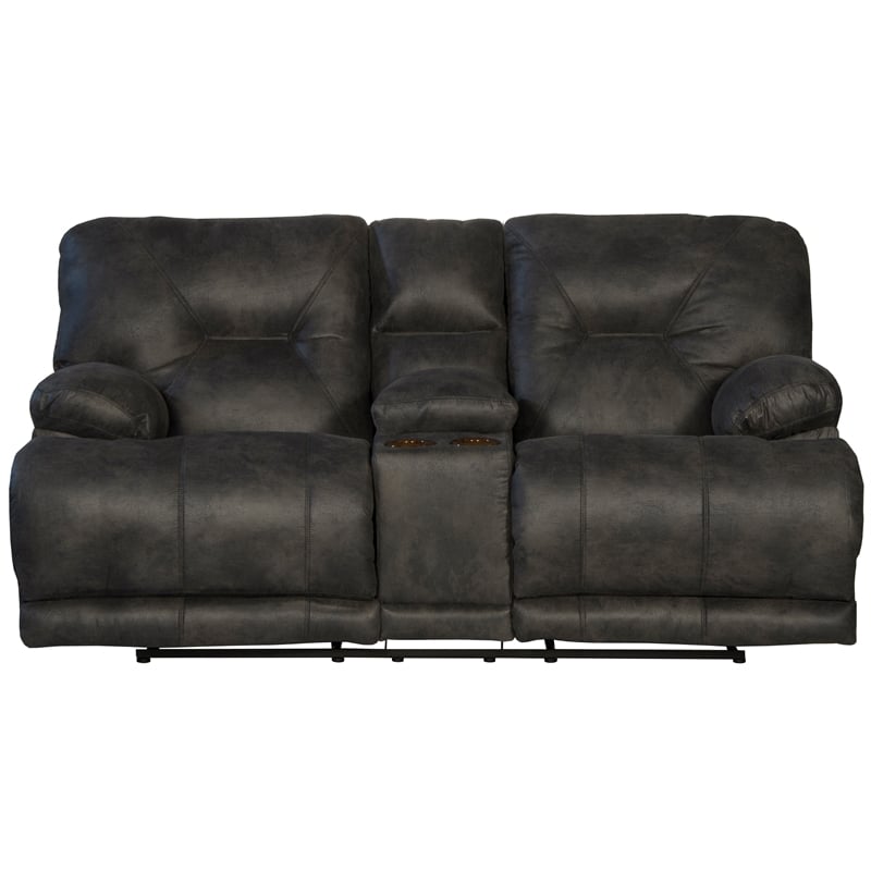 Catnapper Voyager Power Lay Flat Reclining Loveseat Slate Gray Polyester Fabric