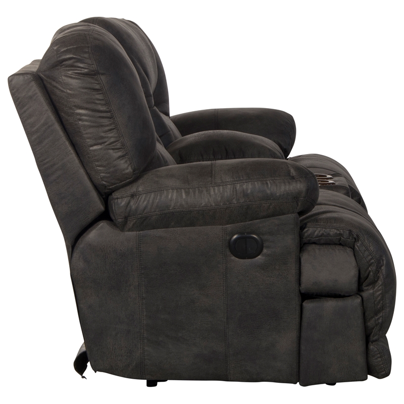 Catnapper Voyager Power Lay Flat Reclining Loveseat Slate Gray Polyester Fabric