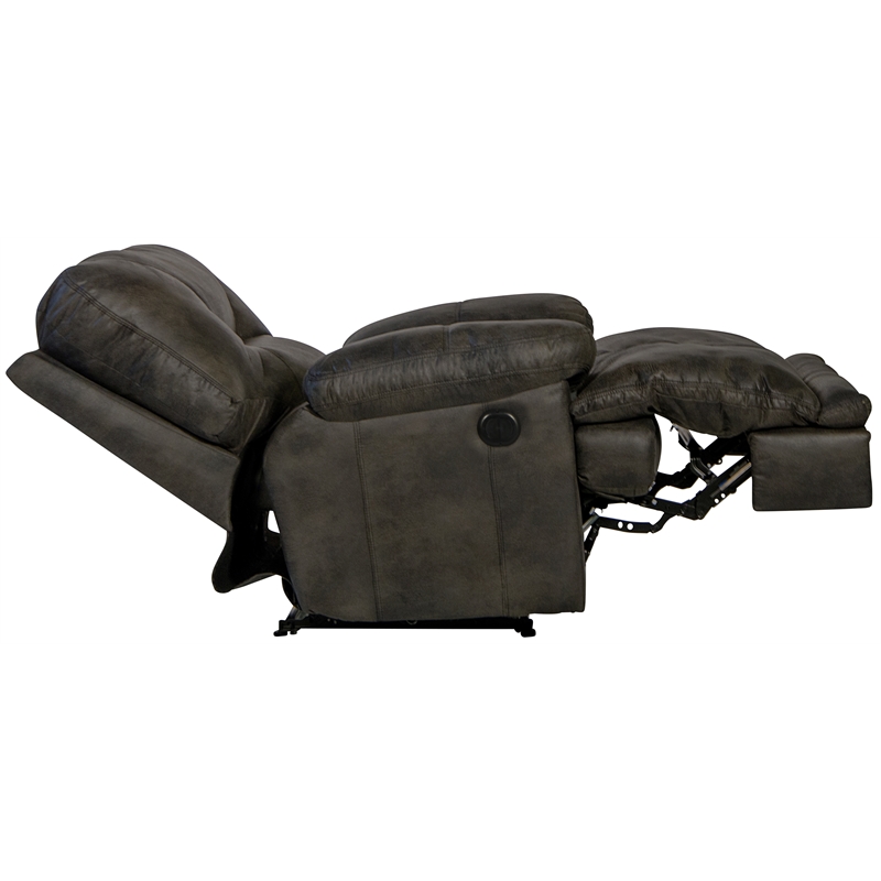 Catnapper Voyager Power Lay Flat Recliner in Slate Gray Polyester Fabric