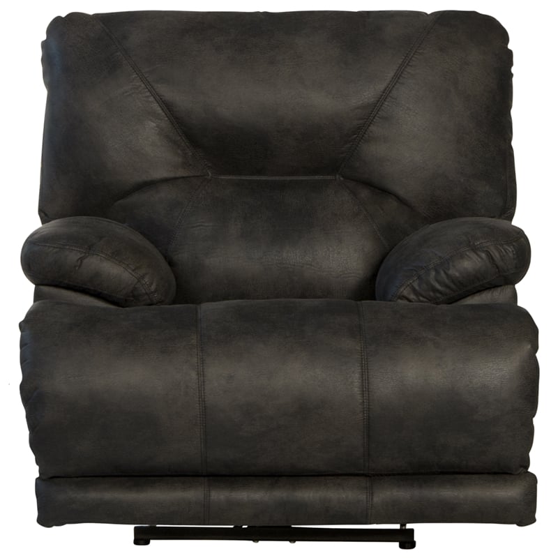 Catnapper Voyager Power Lay Flat Recliner in Slate Gray Polyester Fabric