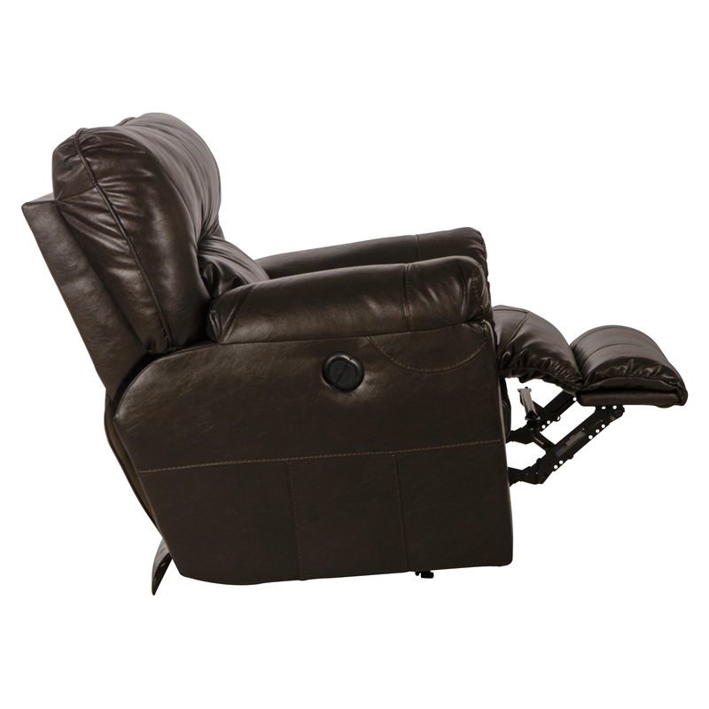 Catnapper Nolan Oversized Power Recliner Covered in Brown Faux Leather
