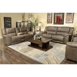 Catnapper Carmine Lay Flat Reclining Leather Sofa Set in Smoke