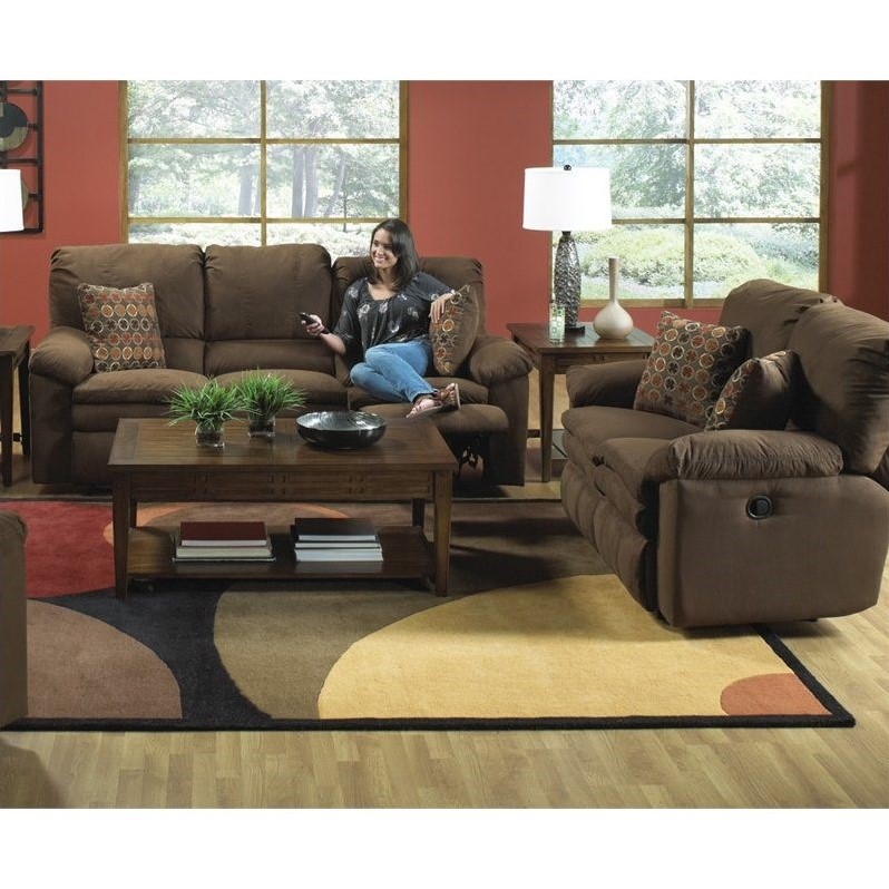 Catner Impulse 2 Piece Reclining Fabric Sofa Set In Iva