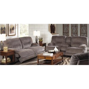 Catnapper Noble Lay Flat 2 Piece Reclining Fabric Sofa Set in Slate