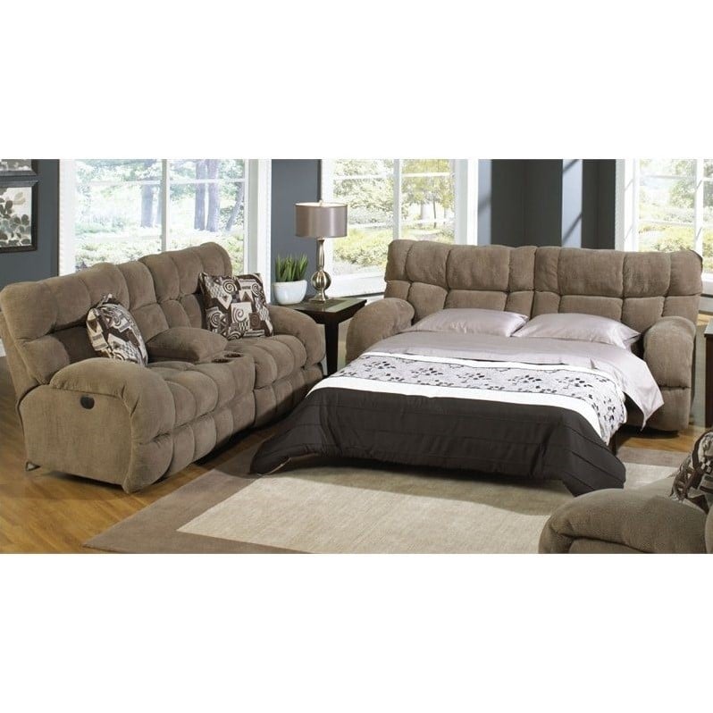 Catner Wintergreen 2 Piece Reclining Fabric Sofa Set In Porcini Catner Wintergreen 2 Piece Reclining Fabric Sofa Set In Porcini