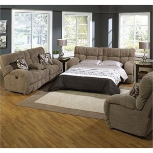 Catnapper Wintergreen 3 Piece Reclining Fabric Sofa Set in Porcini