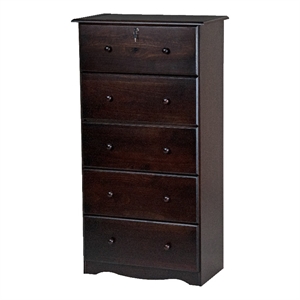 palace imports 5-jumbo drawer wood chest with lock in java brown