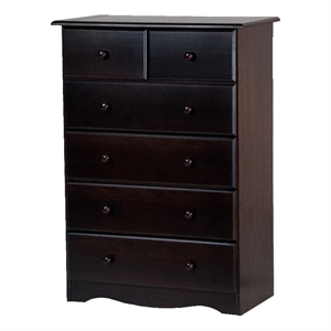 palace imports 6-drawer wood chest with beveled edges in java brown
