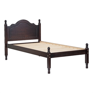 palace imports reston wood twin bed with 12 slats in java brown