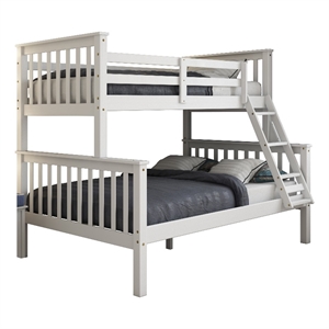 palace imports mission wood twin over full bunk bed in white