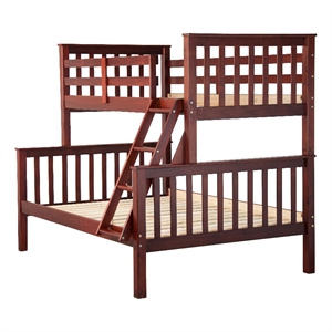 palace imports mission wood twin over full bunk bed in mahogany