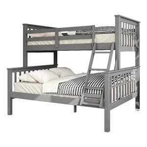 palace imports mission pine wood twin over full bunk bed in gray