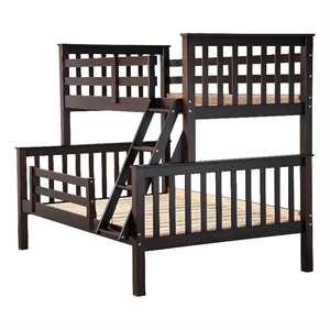 palace imports mission wood twin over full bunk bed in brown