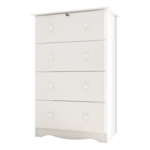 palace imports 4-jumbo drawer pine wood chest with lock in white