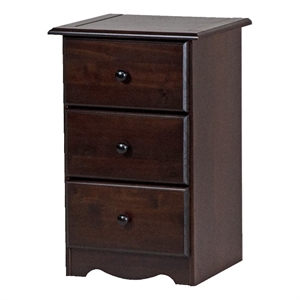 palace imports 3-drawer wood night stand with beveled edges in java brown