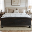 Taran Designs Bailey Carved Solid Wood Storage Ottoman in Black