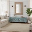 Taran Designs Bailey Carved Solid Wood Storage Ottoman in Blue