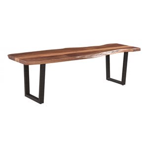 Taran Designs Harper 66&quot Live Edge Solid Wood Dining Bench in Brown/Black