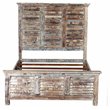 Taran Designs Hayden Shutter Solid Wood King Panel Bed in White Multicolor
