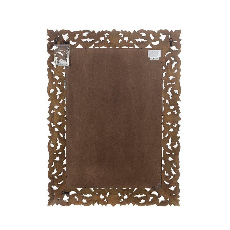 Taran Designs Monte Floral Carved Solid Wood Accent Mirror in White