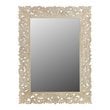 Taran Designs Monte Floral Carved Solid Wood Accent Mirror in White