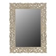 Taran Designs Monte Floral Carved Solid Wood Accent Mirror in Gray