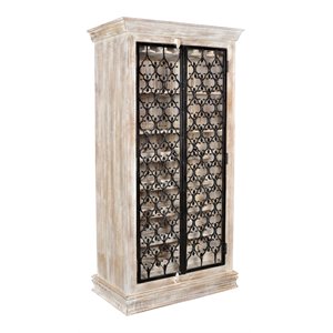 taran designs julia traditional wood & cast iron wine cabinet in natural/black
