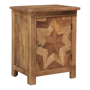 taran designs carla right chevron farmhouse wood nightstand in brown