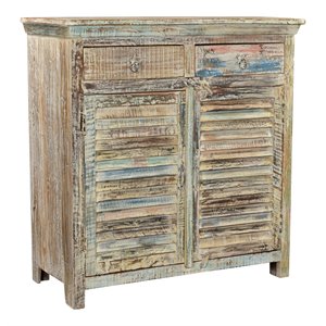 Taran Designs Hayden 2-drawer 2-door Solid Wood Sideboard in White Multicolor