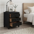 Taran Designs Monte Floral Carved Solid Wood 3-Drawers Nightstand in Black