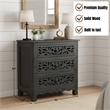 Taran Designs Monte Floral Carved Solid Wood 3-Drawers Nightstand in Black