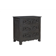 Taran Designs Monte Floral Carved Solid Wood 3-Drawers Nightstand in Black