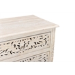 Taran Designs Monte Floral Carved Solid Wood 3-Drawers Nightstand in White
