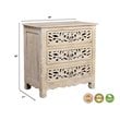 Taran Designs Monte Floral Carved Solid Wood 3-Drawers Nightstand in White